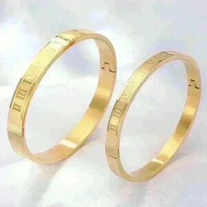 Roman Numeral Bangles 18KGP &  Stainless Steel